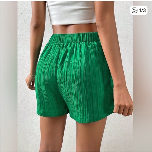Vibrant Green Pleated Shirt and Shorts 2pcs Set✨💚 - Picture 4 of 5